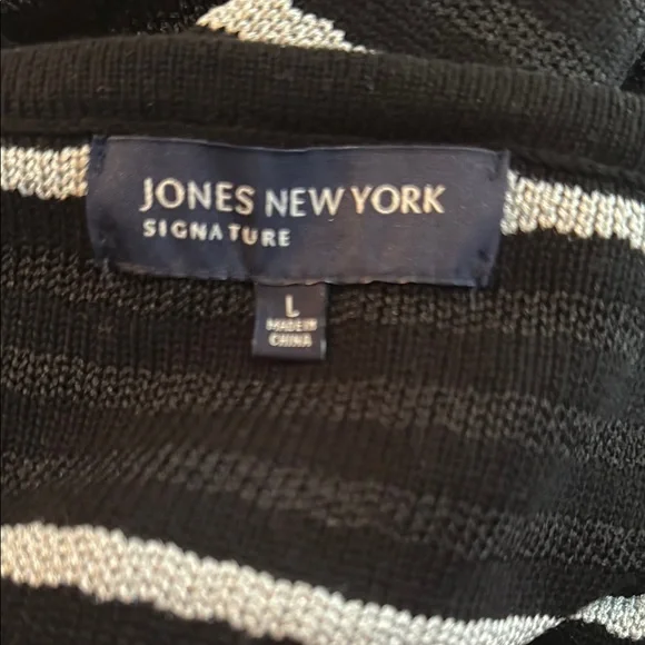 Jones New York Black and Silver Striped Jacket Size L - Picture 2 of 3